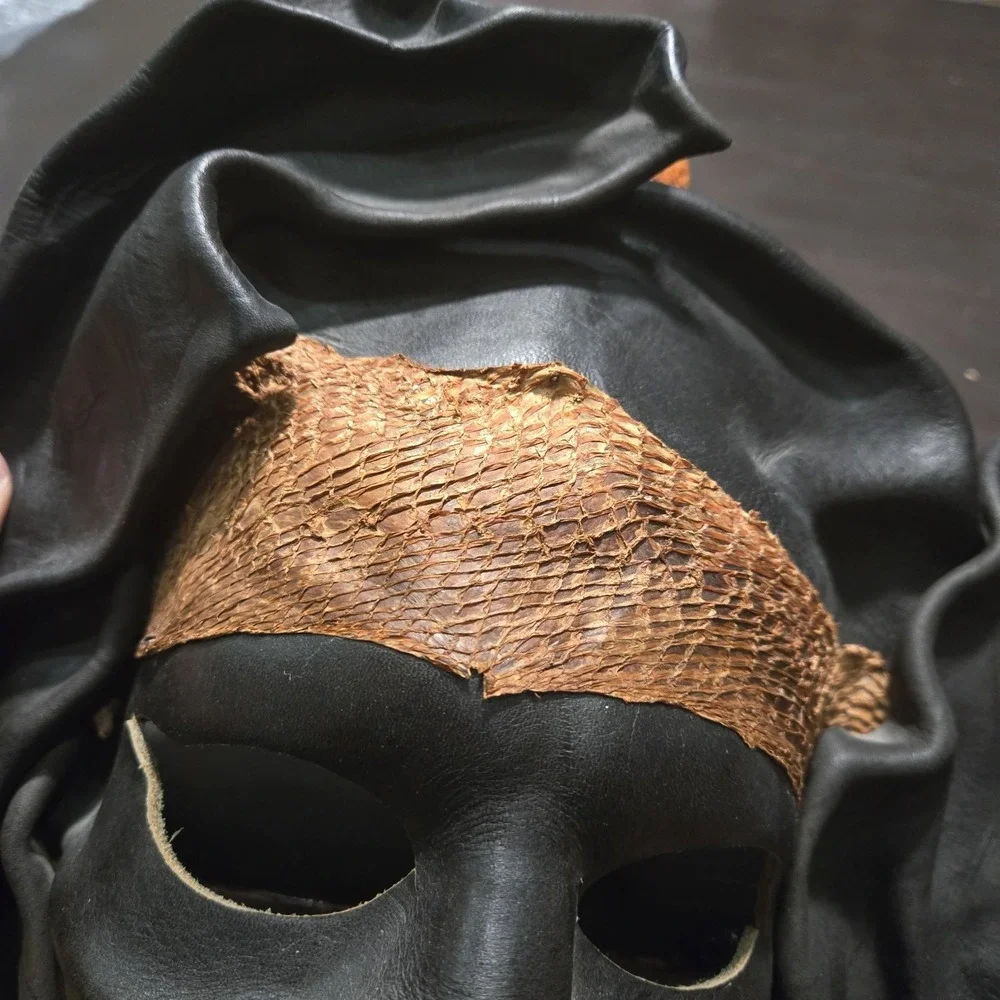 VTG Handmade Leather Masquerade Mask Wall Art Signed Joma Mazatlan Nidart